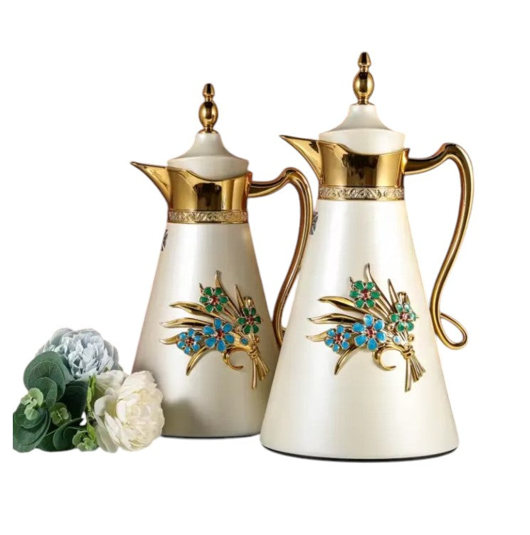 Thermose - Fancy White/Gold Floral Design 2pc Set