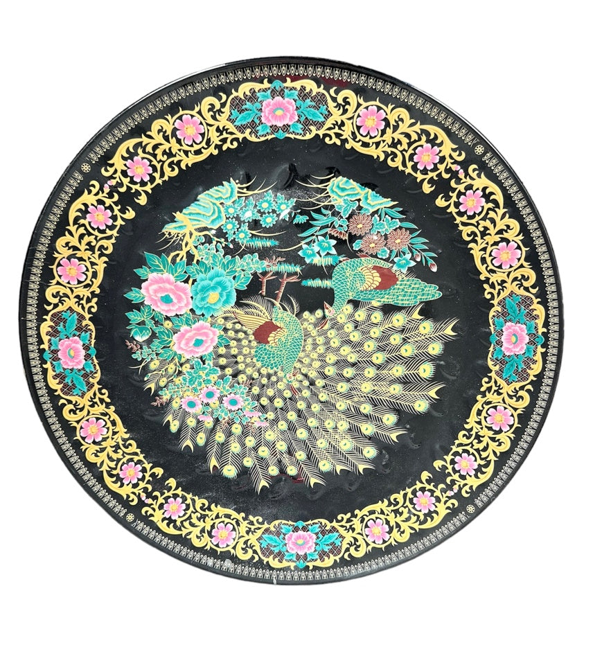 Traditional Black Peacock Serving Platter