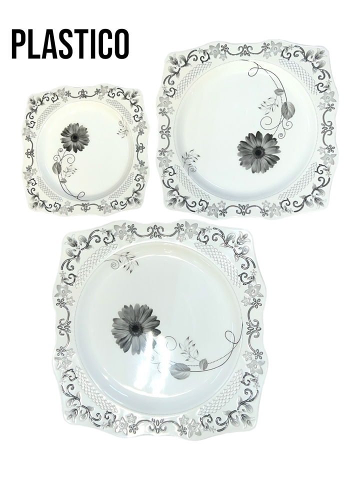 White Floral Plates - Set of 3