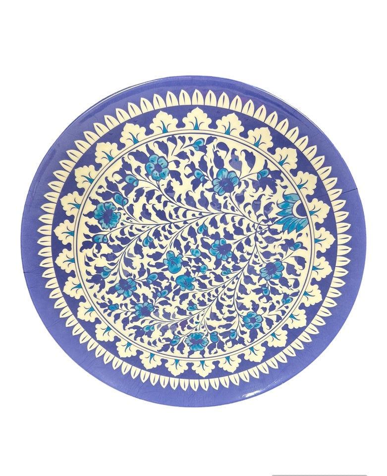 Blue Feathers Print Serving Platter