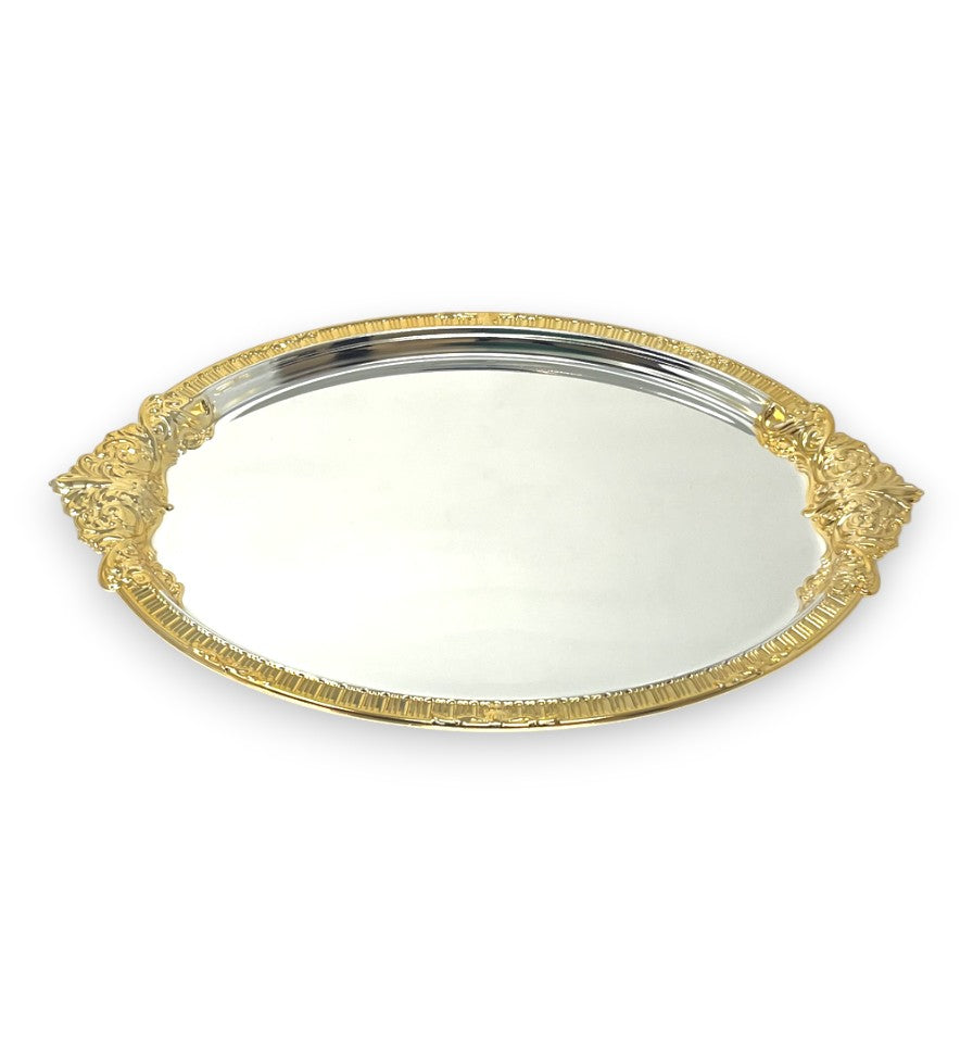 Fancy Gold/Chrome 3 Piece Tray Set