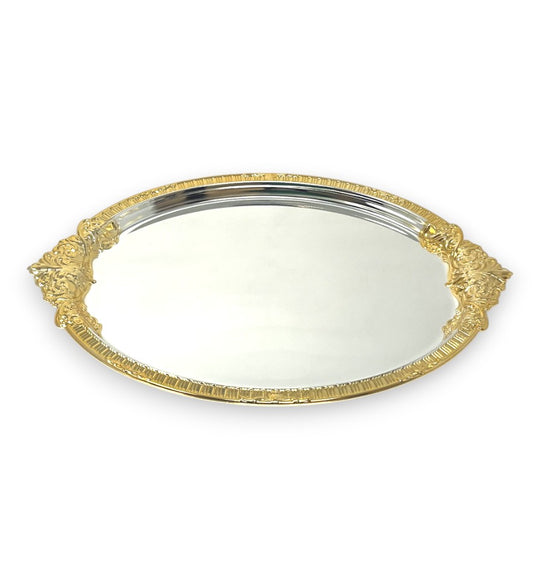 Fancy Gold/Chrome 3 Piece Tray Set