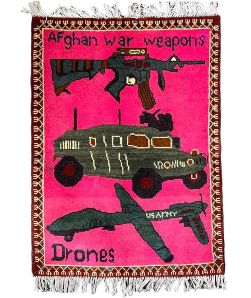 Afghan War Carpet - Handmade 60cm X 80cm