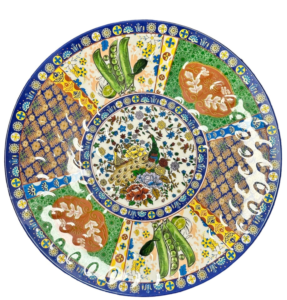 Traditional Patchwork Peacock Serving Platter